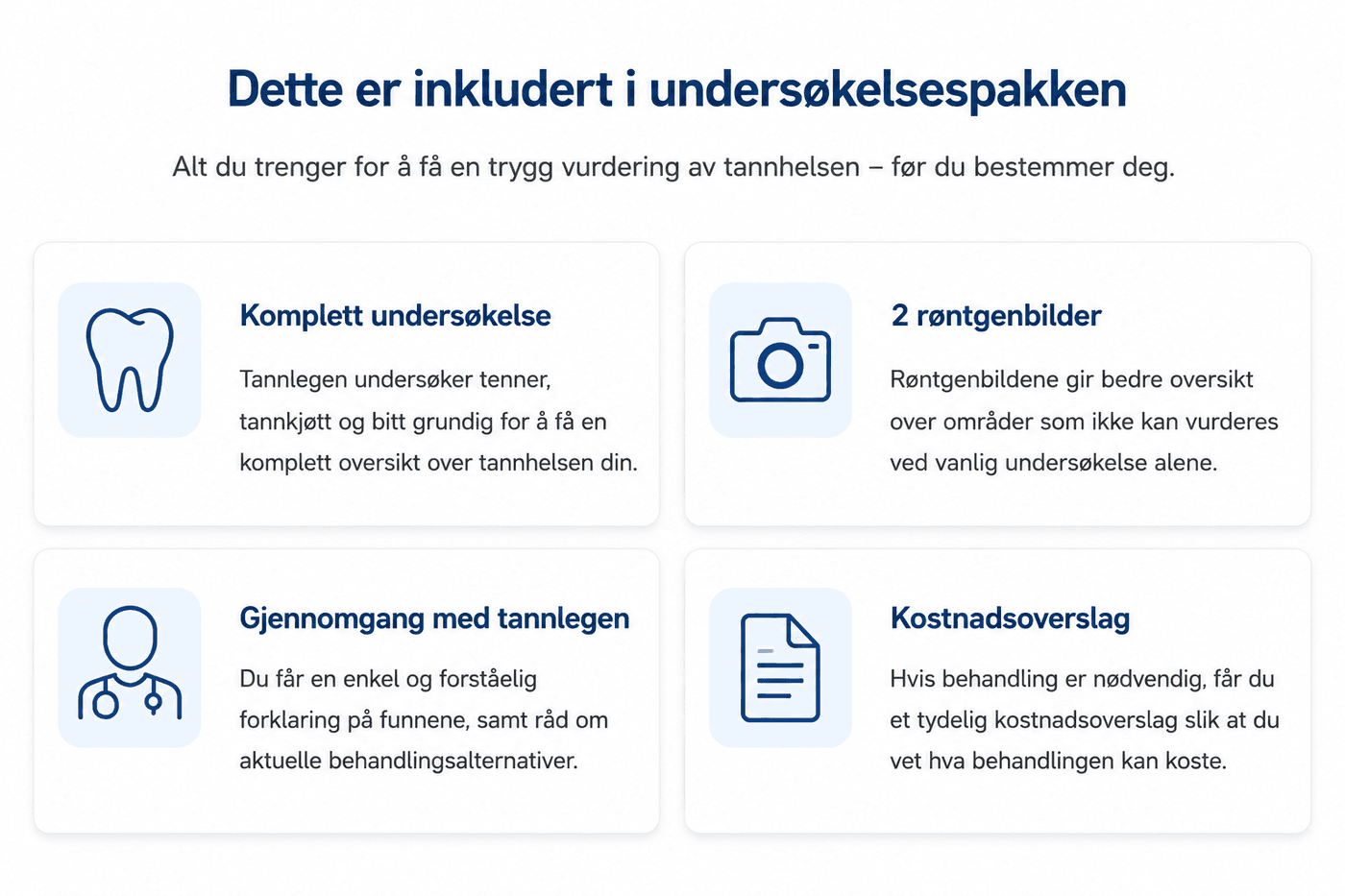 Undersøkelsespakke hos tannlege i Oslo for nye pasienter til 990 kr
